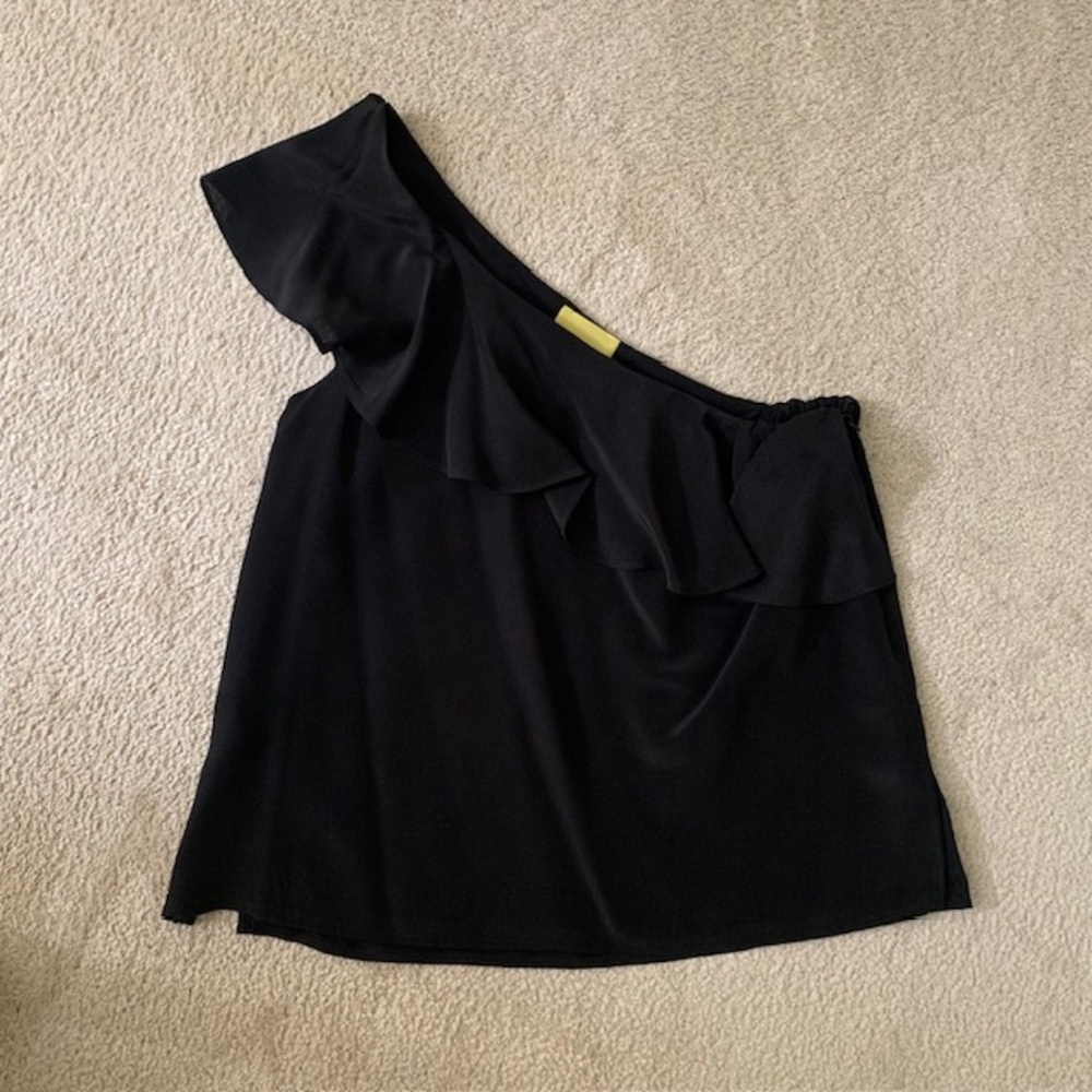 Anthropologie Maeve Silk One Shoulder Shirt - Picture 3 of 10